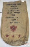Vintage WWII Military 1940's USMC Marine canvas duffle seabag with deployment destinations