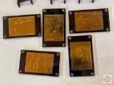 5 Collector Golden Legends 22k gold foil Cards encased in acrylic case, Baseball