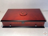 Wood Crafted Box, CC with drawer and key (holds Silver dollars) by Postal Commemorative Society
