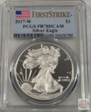 Silver - Early Issue American Eagle Silver Dollar, 2017w Proof First Strike SP70