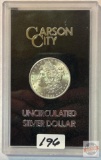 Silver Dollar - Carson City 1882cc Uncirculated Morgan in case and display box with drawer and key