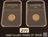 First & Last Years Uncirculated US Buffalo Nickel, 1913 and 1938