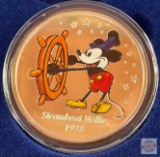 Silver - 2003 Mickey Mouse Silver Proof Medallion Colorized, 1928 Steamboat Willie