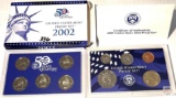 US Mint Proof Set 2002s, 2 case, 10 coin set in hard plastic protective cases