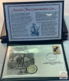 Silver - America's First Commemorative Coin and First Day Issue Stamp in hard case folio