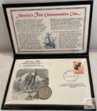 Silver - America's First Commemorative Coin and First Day Issue Stamp in hard case folio.