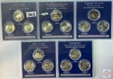 Statehood Quarters, 5 - 3 quarter coin sets - 2001 Uncirculated and Proof issued from 3 mints