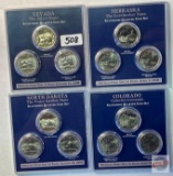 Statehood Quarters, 4 - 3 quarter coin sets - 2006 Uncirculated and Proof issued from 3 mints, 4 st