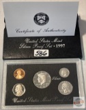 Silver - 1997s US Mint Silver Proof Set, 5 coins (3-90% silver) in hard plastic case