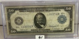 1914 $50 Last Large size Federal Reserve Note, San Francisco, Blue seal, encased #L1007740A