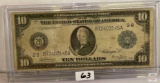 1914 $10 Last Large size Federal Reserve Note, New York, Blue seal, encased #B72403145A