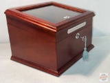 Wood crafted Display case with glass lift top lid with key