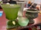 4 items - Green satin glass planter 9
