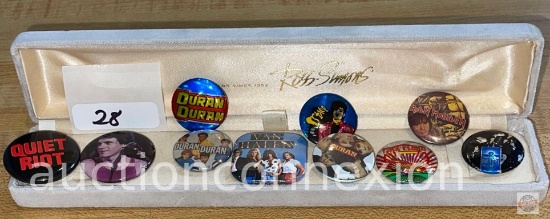 10 Collectible Button pins - Music - Iron Maiden, Van Halen, Prince, Duran Duran, Pink Floyd, Quiet