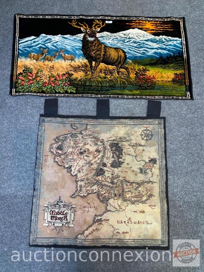 2 wall tapestry - Buck 19.5hx39"w and Middle Earth 26"x26"