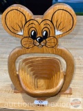 Collapsible Basket/trivet, Hand scrolled Mouse motif, 10.5