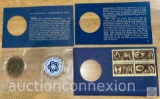 1972 First Day Issue Bicentennial Commemorative medal and 4 stamps, July 4, 1976