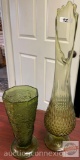 2 Vintage Green decor vases - Fenton Hobnail 20