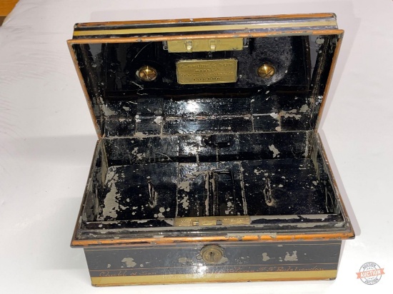 Lockbox - Vintage C. Chubb & Son, St. Paul's Churchyard, London, 7.25"wx4.75"dx3"h, swivel handle, i