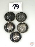 Coins - 5 Silver dimes, 2000, uncirculated