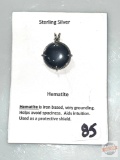 Jewelry - Pendant, round Hematite stone in sterling silver