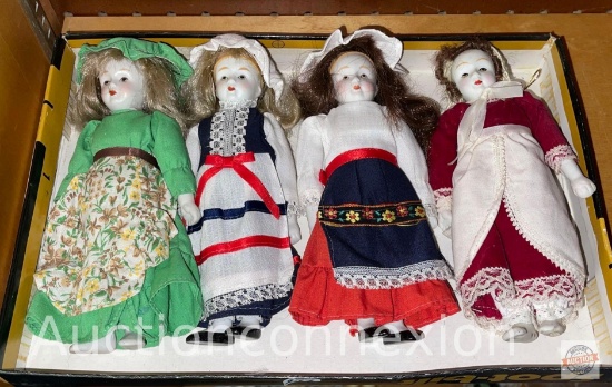 Dolls - 4 Bisque Porcelain, 7.5"
