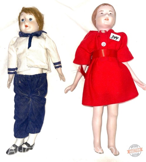 Dolls - 2 Porcelain, boy and girl 12"
