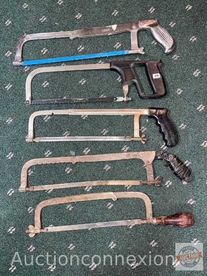 Tools - 5 hack saws, C-shaped walking frame