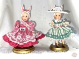 Dolls - 2 - Porcelain signed and numbered, Bunny hats,