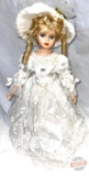 Doll - Porcelain Collector Doll, Bride with doll stand, 16