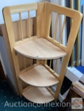 Furniture - Wooden folding corner shelf unit, 3 tier