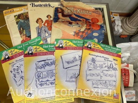 Vintage Hot Iron Transfers, Butterick and Simplicity clothes patterns