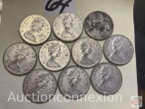 Coins - 10 Canadian dimes, 3-1967 and 7-1968