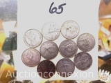 Coins - 10 Canadian dimes, 1968