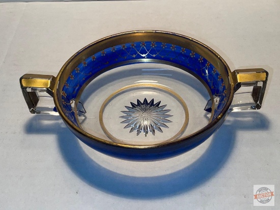Heisey - Art Deco 2 handled Nappy bowl, cobalt