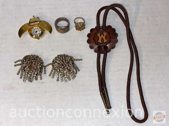 Jewelry - Ladybug pendant watch, rings, earrings, bolo tie