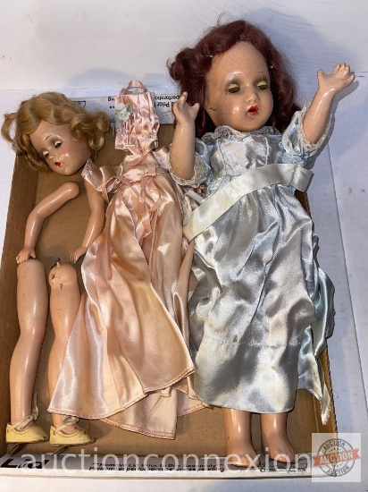 Dolls - 2 vintage dolls, composition as is, Madame Alexander