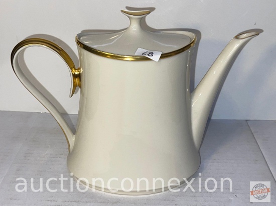 Lenox Teapot, Vintage ivory china "Eternal" pattern with 24k