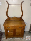 Furniture - Vintage oak wash stand with towel rack