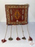 Southwest woven wall hanging, double sided pouch, signed