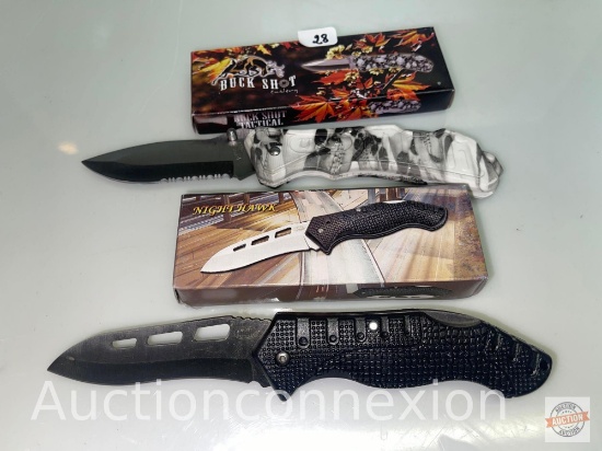 Knives - 2 Frost Cutlery, Buck Shot (skull design) and Night Hawk,