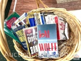 Basket with misc. Books on Cassette tapes