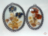2 Vintage hand crafted pressed flower crafts