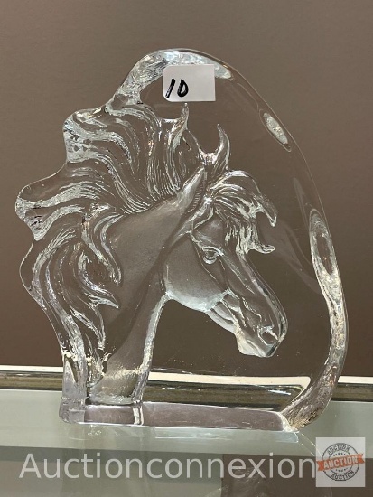 Shayrich etched crystal sculpture, Horse