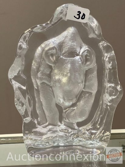 Shayrich etched crystal sculpture, Rhino