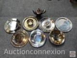 Metal ware - serving ware and platters etc. 8 items