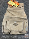 Graintex 10 pocket nail and tool bag, beige Suede Leather