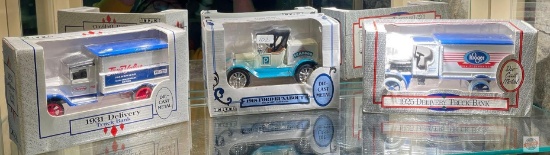 3 Vintage die cast metal replica Banks