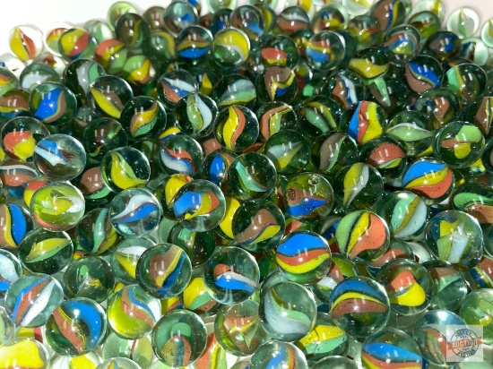 Marbles - Cat eyes, approx. 140+ in 10"h jar