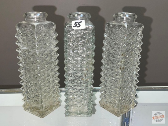 3 Vintage hobnail bottles
